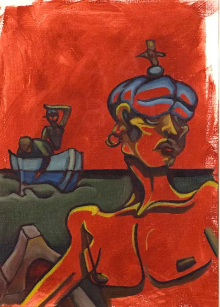 Sunburn fisherman art