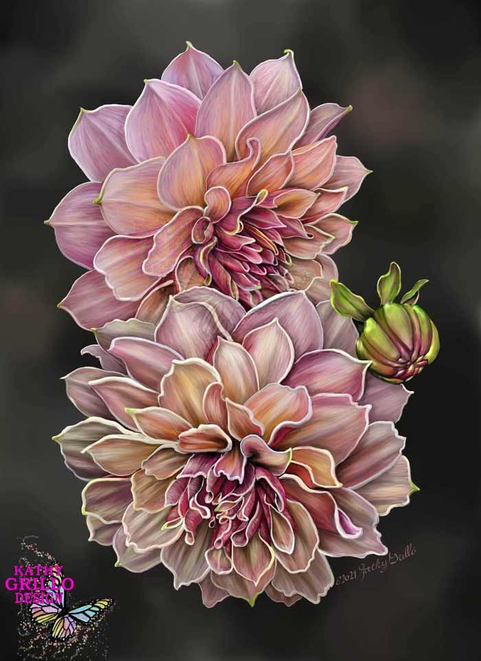 Flower digital painting by Kathy Grillo