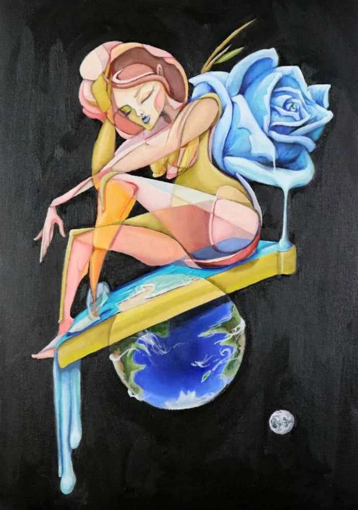 On top of the world Oil on oil paper
