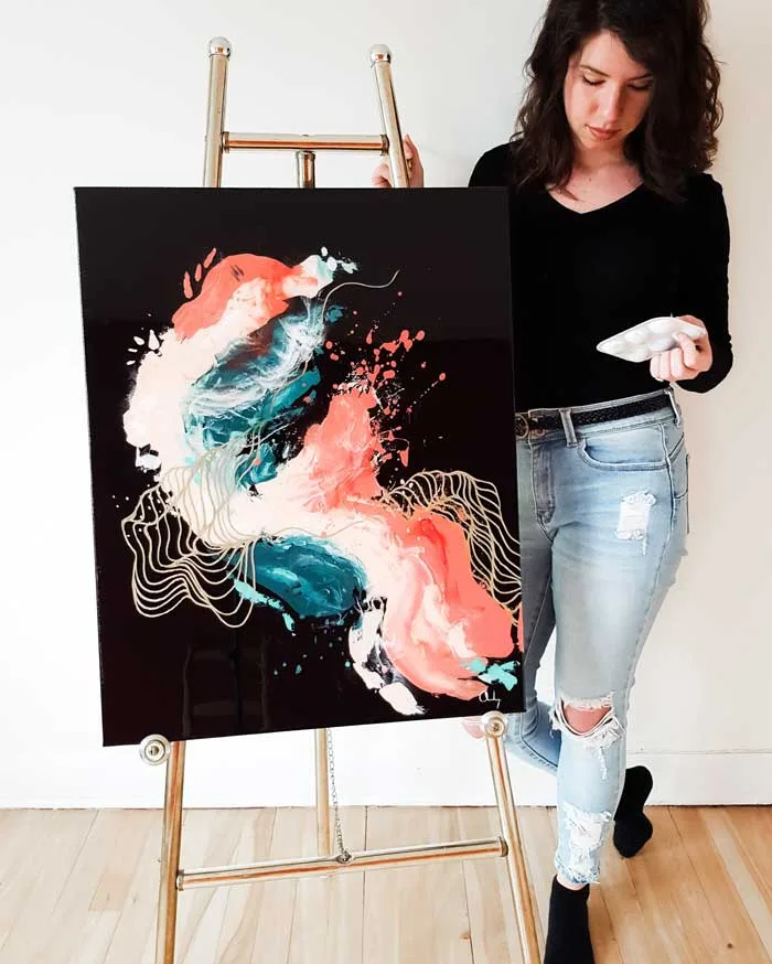 abstract painting on black canvas