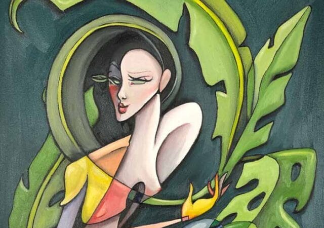 Within the leaves Oil on oil paper