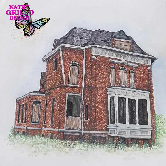 Old house painting art by Kathy Grillo