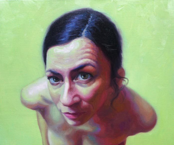 A certain shade of green, naked woman painting