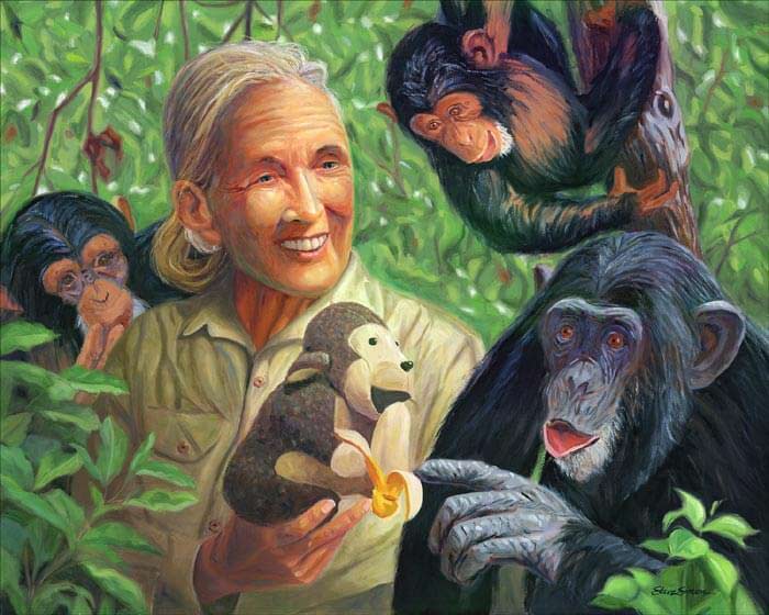 Jane Goodall painting by Artist Steve Simon