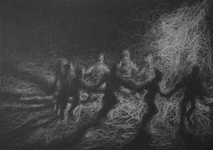 The last light on earth white pencil drawing by Daniel Meikle