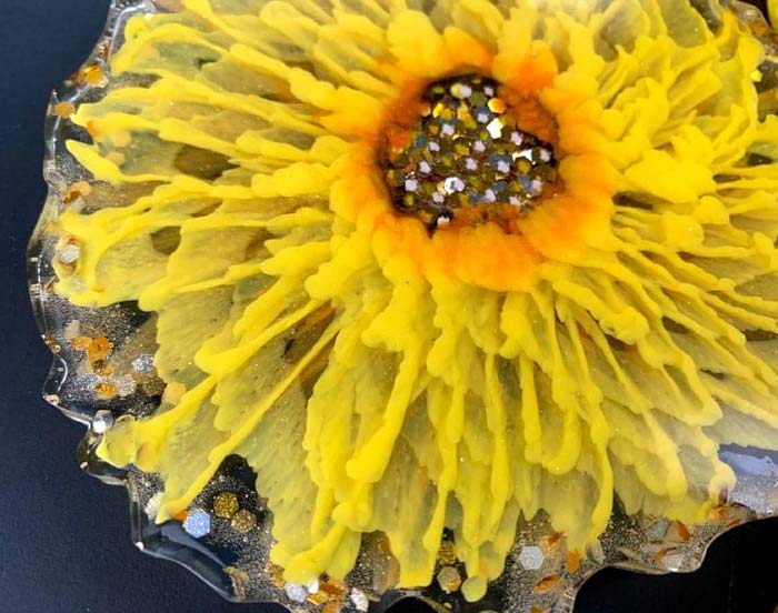 Wispy flower petal coasters resin art by KunstWork Creations