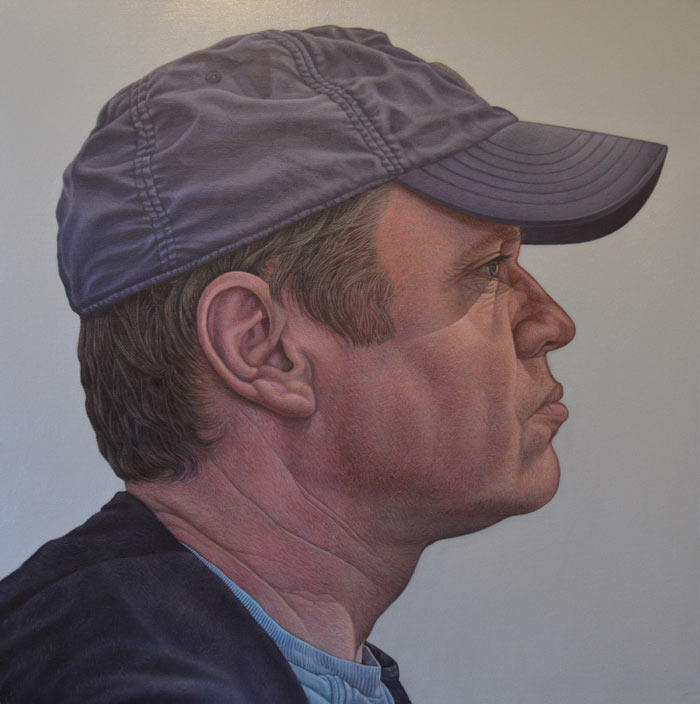 Man in a hat self realistic portrait painting