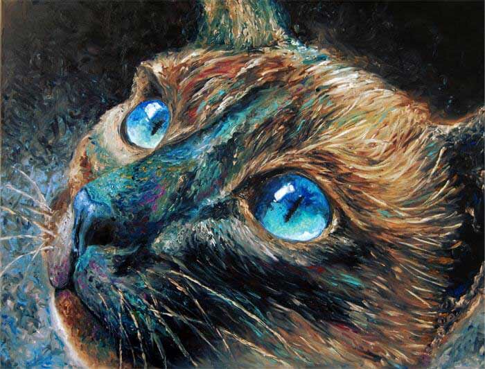 Cat portrait painting by Hafsa Idrees