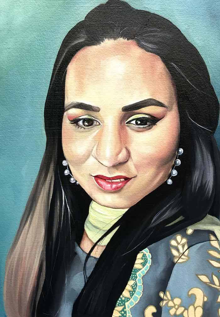 Realistic indian portrait oil painting
