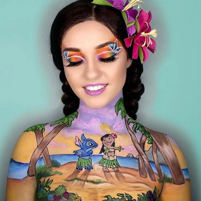 Amazing body painting, Disney makeup art by Paige Marie