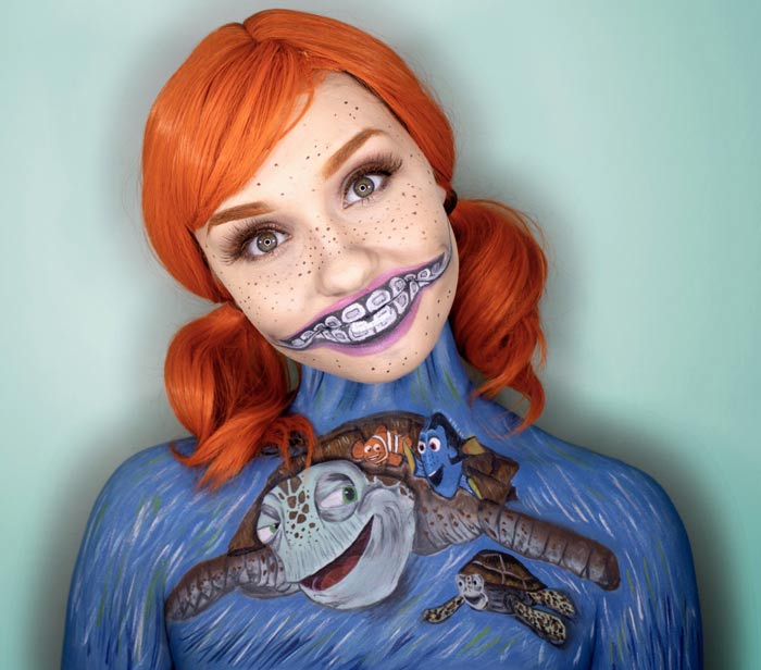 Amazing body painting Finding Nemo by Paige Marie