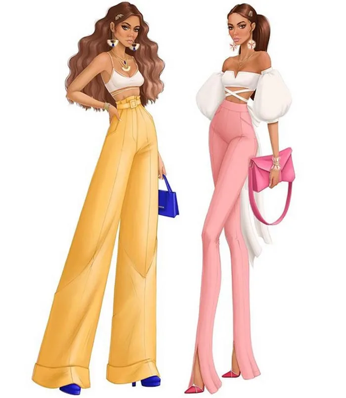Fashion Illustration of pant styles for summer by Tess