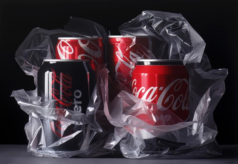 Cocacola can hyperrealism painting by Pedro Campos