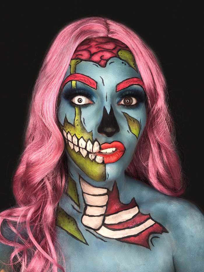 Pop Art Zombie makeup look Christa Rice