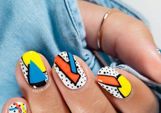 Abstract Neon Pop Art Designs on Nail by Raiza