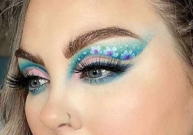 Floral eye makeup look by Ashley Hainey