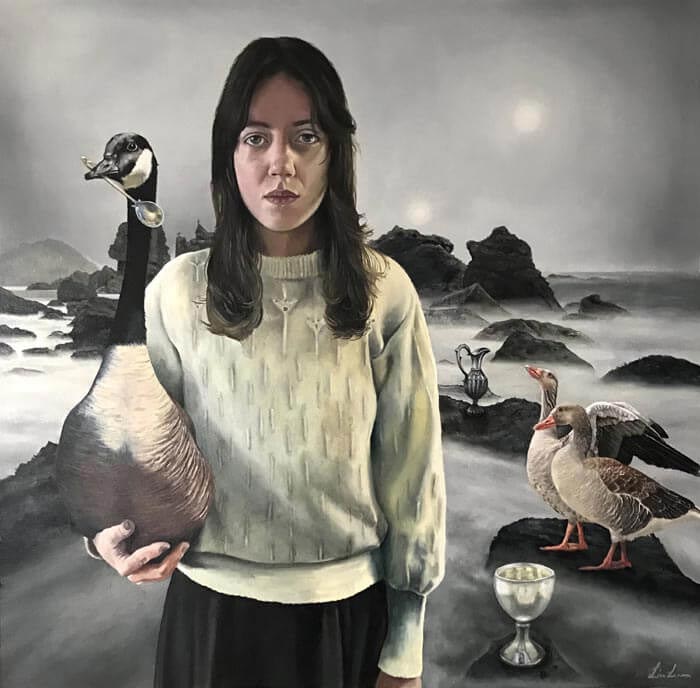 Sea geese Portrait realism painting Artist Lisa Lennon