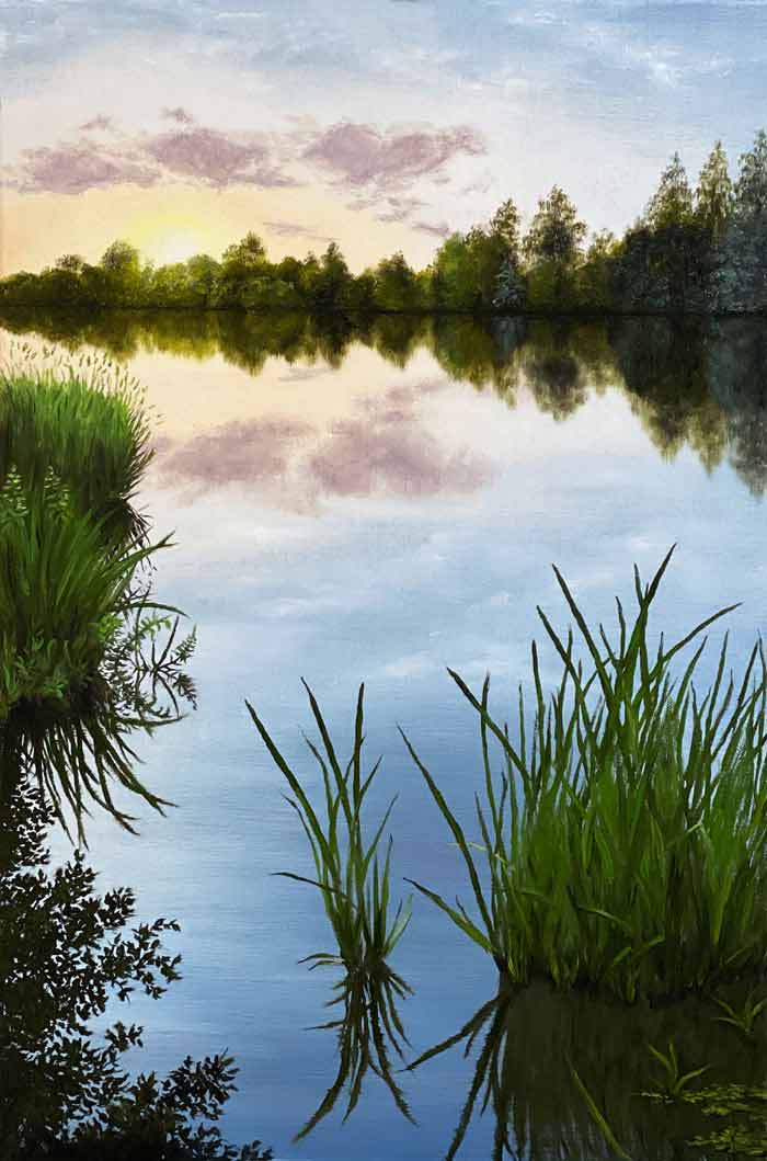 Summer evening Landscape Oil painting by Marina Zotova