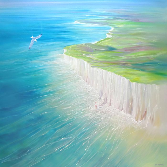 Large square seascape painting of the sea