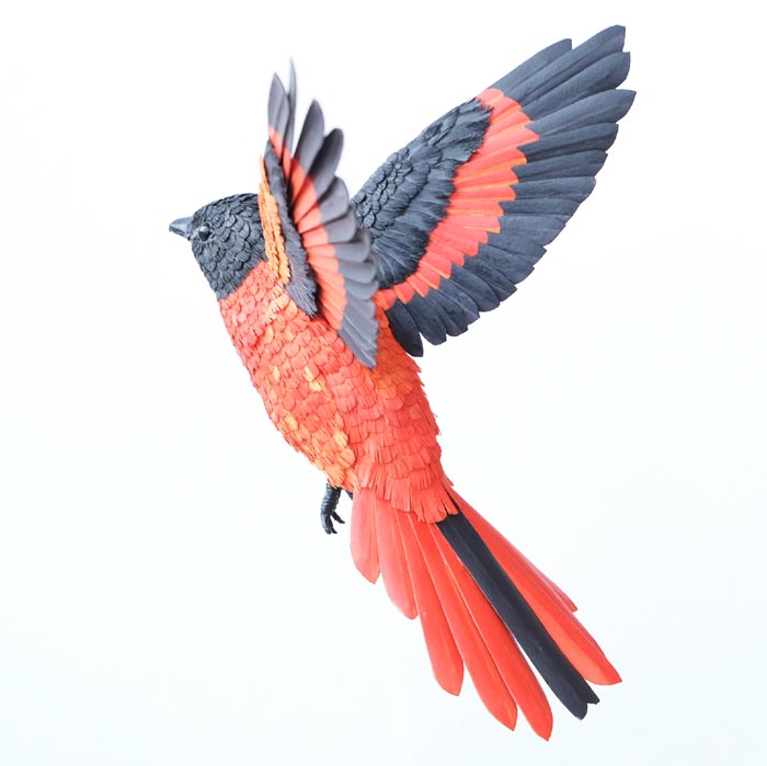 Scarlet minivet Bird Sculpture by Niharika Rajput
