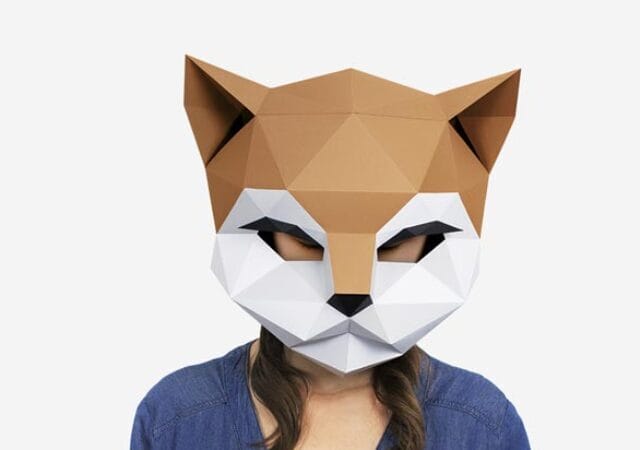 Kitten paper mask with paper by Lapa Studios