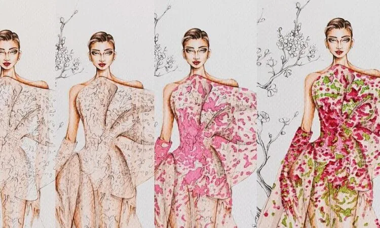 Fashion dress drawings by Arron Lam