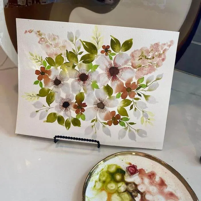 Painting white florals in watercolor by Shellie Sylla