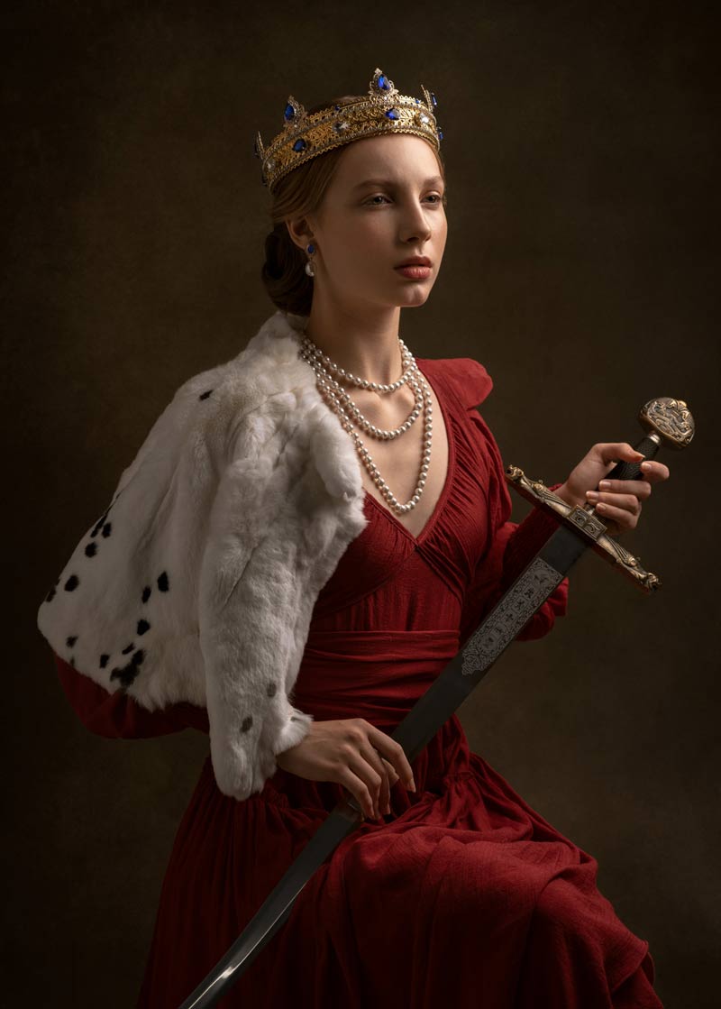 Regal Scarlet Queen Painting Portrait by Hajnalka Beren