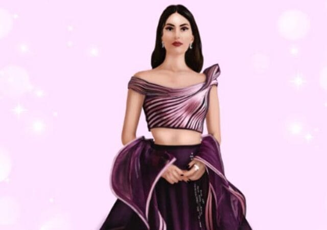 Lehenga fashion illustration by Ajith Chandran