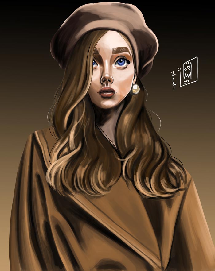 Portrait sketch fashion illustration by Farinaz Ghaffari