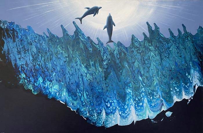 Monica Esgueva Oceanic Dolphin Couple Painting