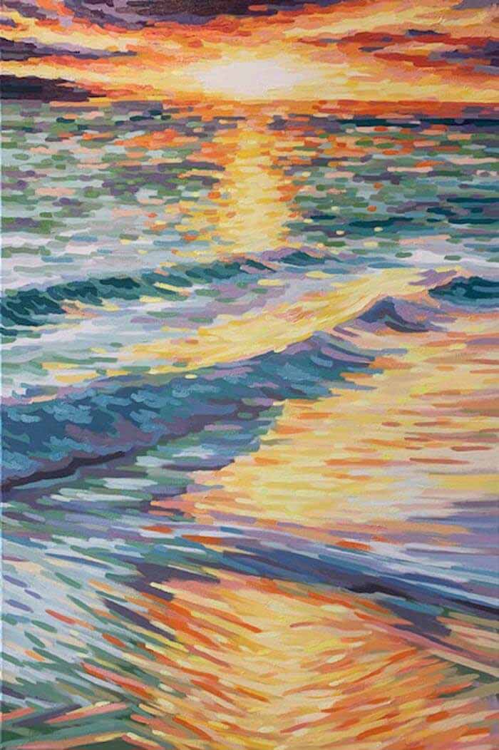 Sunset sea painting by Aylee Kim