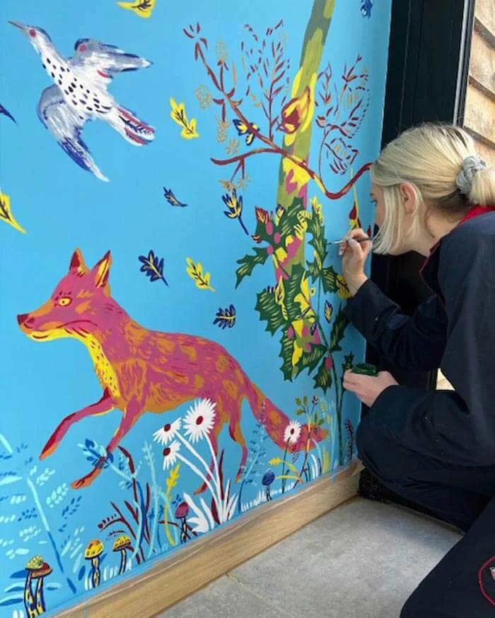 Animal mural wall painting by Georgie Stewart, Painting murals on interior walls, Wall mural painting Animal mural wall painting by Georgie Stewart