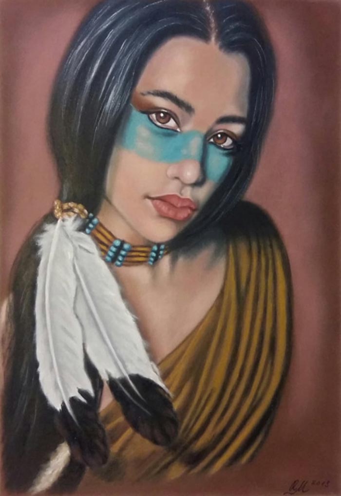 Beautiful Indian girl painting by Monika Rembowska