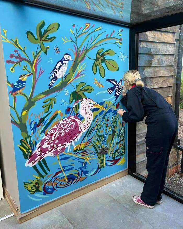 Birds Mural wall art by Georgie Stewart, Mural wall painting, Mural painting, Painting a mural, Mural bird painting Birds Mural wall art by Georgie Stewart