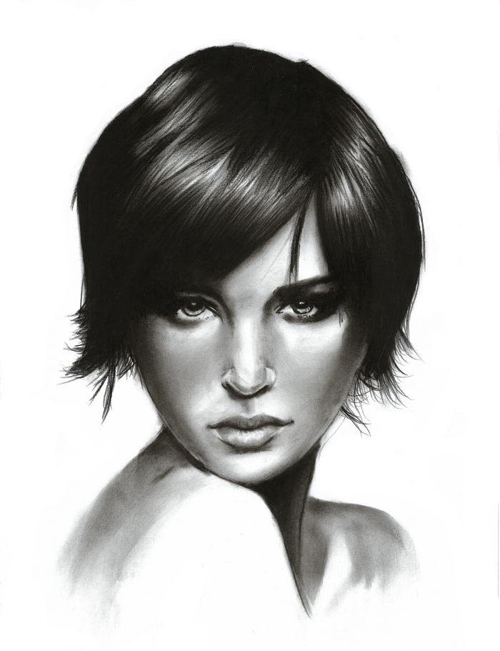 Olivia realistic portrait drawing by Denny Stoekenbroek