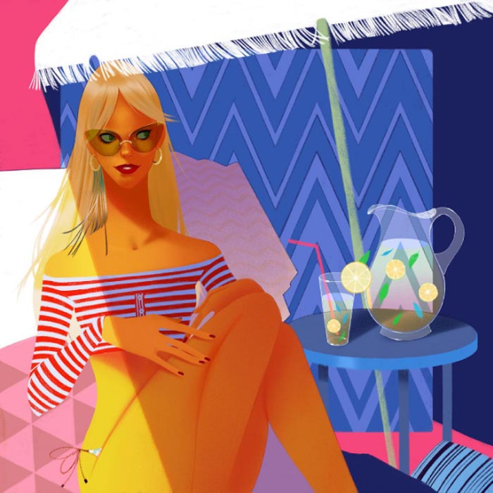 Summer illustration inspired by the Missoni brand by Ksenia Chernikhovskaia