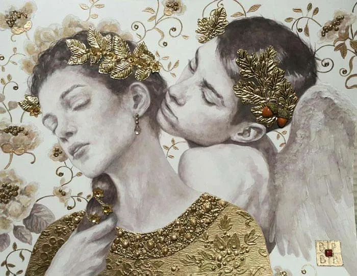 Words of wisdom textured painting by Artist Bahman