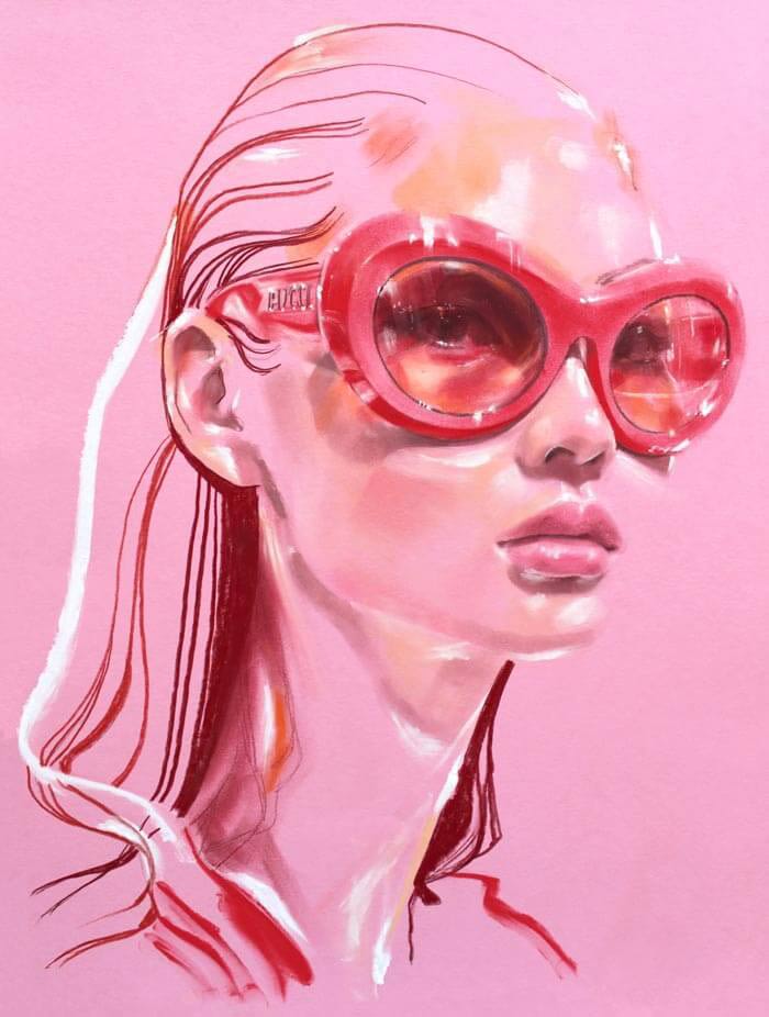 Fashion illustration Hoyeon Chung, Emilio Pucci glasses by Zhenya Z