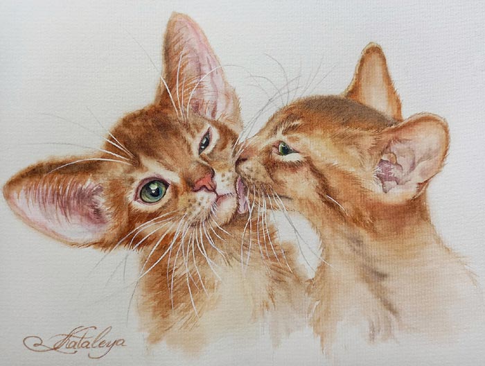 Kiss Me Watercolor Painting by Olga Matyunina