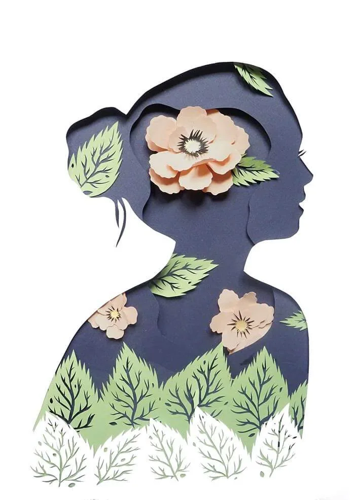 Postcard illustration Paper cut collage by Eugenia Zoloto, Ukrainian paper artist Eugenia Zoloto, Cut silhouettes by hand, Silhouette cut out patterns, Handmade paper cut silhouettes, Paper craft Paper illustration art by Eugenia Zoloto