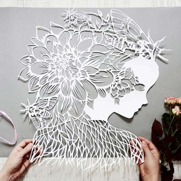 Beautiful paper cutting portrait by Eugenia Zoloto