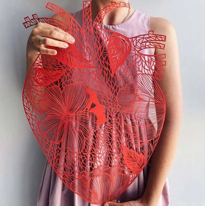 Paper cutting heart design by Eugenia Zoloto, Ukrainian paper artist Eugenia Zoloto, Craft paper art, cut paper illustration, Hand cut paper art, Paper art and craft, Paper art design paper cutting heart design by Eugenia Zoloto