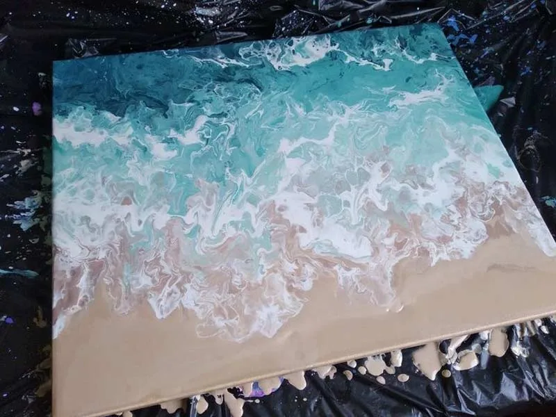Beach Acrylic on Canvas by Cathy Sik