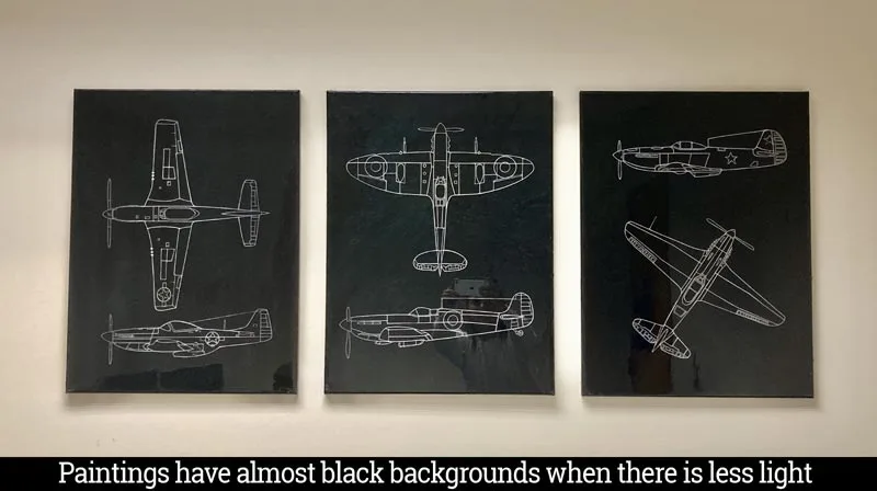 Black BG Fighter aircrafts Acrylic, Epoxy Resin on Canvas by Cathy Sik