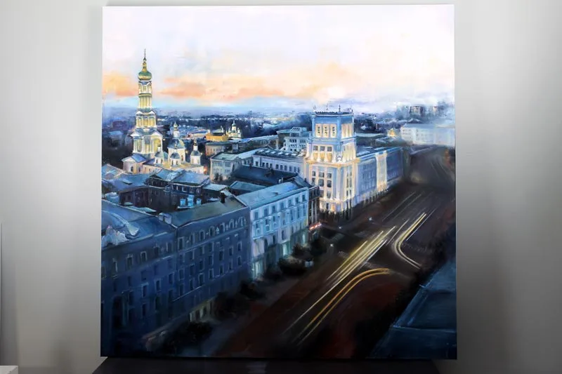 First capital Kharkiv native city in painting by Cathy Sik