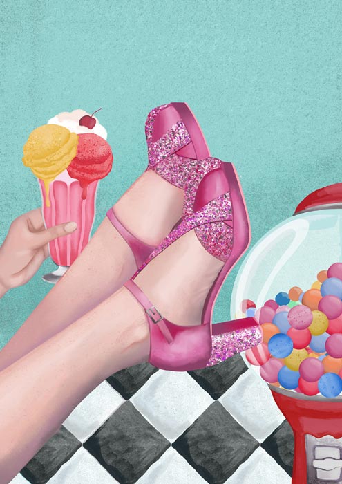 Heels Fashion illustration Candy by Daniela Castro