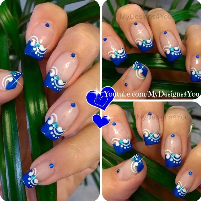 PicMonkey Collage blue french nail art designs by Mila