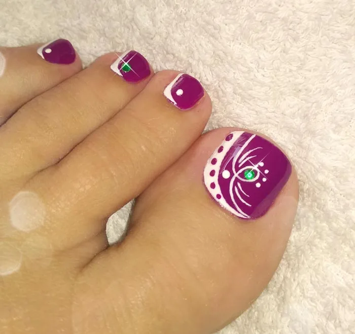 Cute purple toe nail art designs by Mila