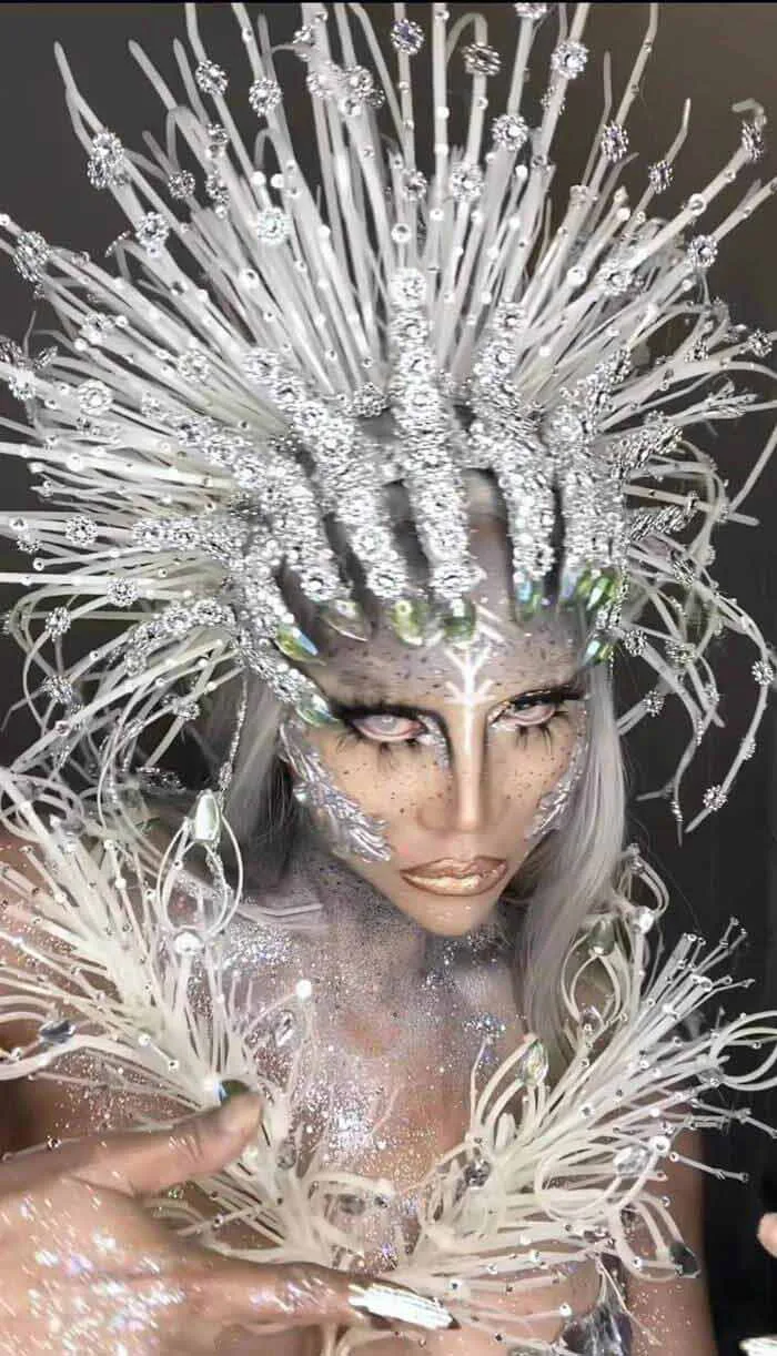 Creative headpiece queen makeup by Kristin Ker